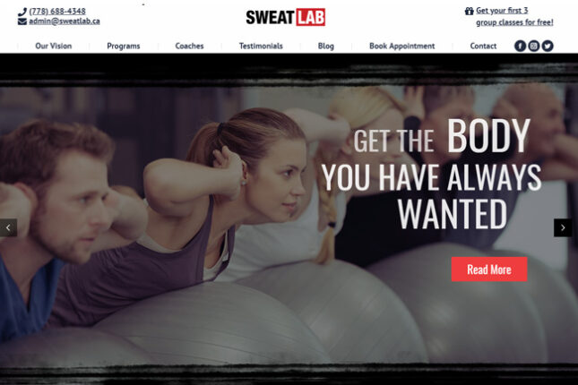 boutique fitness studio website design