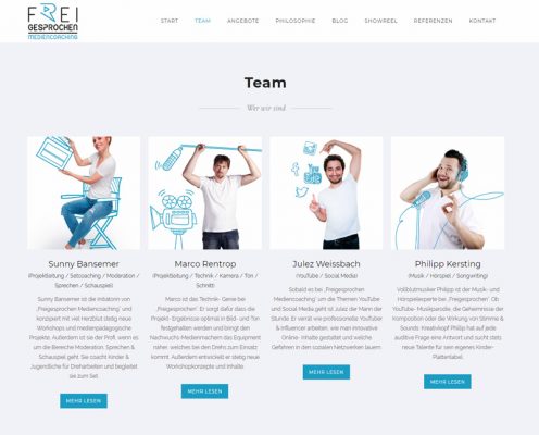 Kids Mediachoaching Website, black/blue/white colortheme