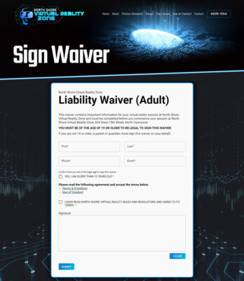 Sign Waiver for Virtual Reality Room use