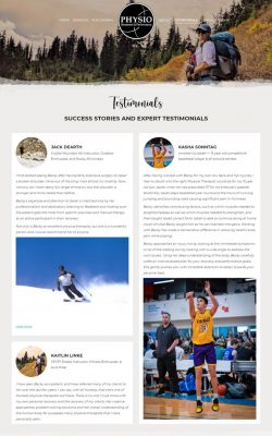 Testimonial auf Physiotherapist Webseite